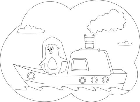 Hedgehog On The Ship Coloring Page